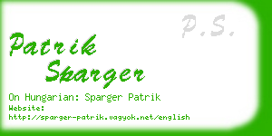 patrik sparger business card